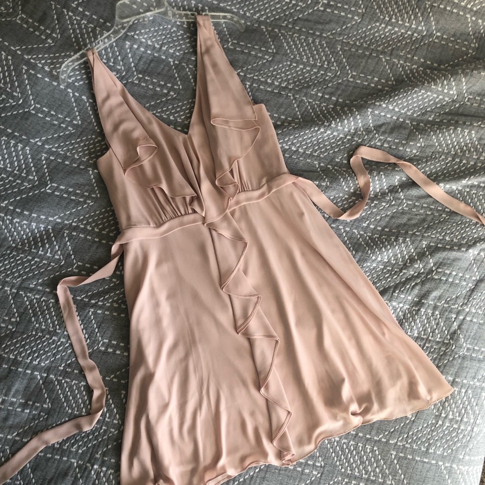 BCBG Azria ruffle front fit and flare dress